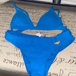 NEVER WORN BLUE HIGH WAISTED CUPSHE BIKINI